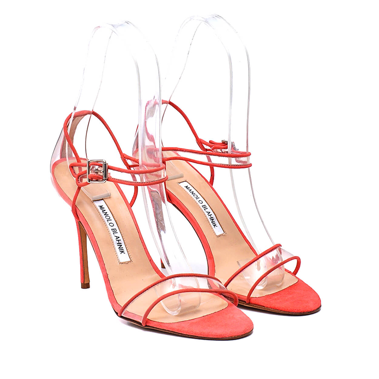 Manolo Blahnik -Fersen Orange PVC Suede Sandals 40